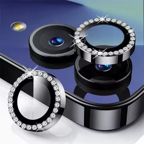 Luxury Crystal Diamond Matel Ring Camera Glass Protectors for Samsung Z Flip 7 Flip7 5G Lens Cap on 