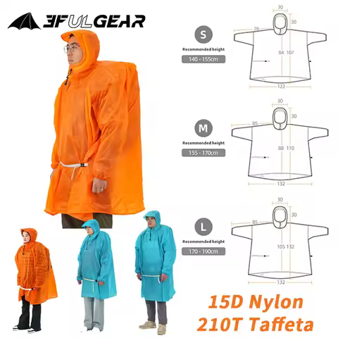 3F UL GEAR Sleeve Raincoat 15D/210T Nylon Waterproof PU5000MM Outdoor Ultralight Multifunctional Hik