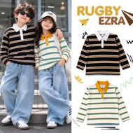 EZRA Premium Casual Striped Long Sleeve Rugby T-Shirt for Boys & Girls Ages 4-12 Years