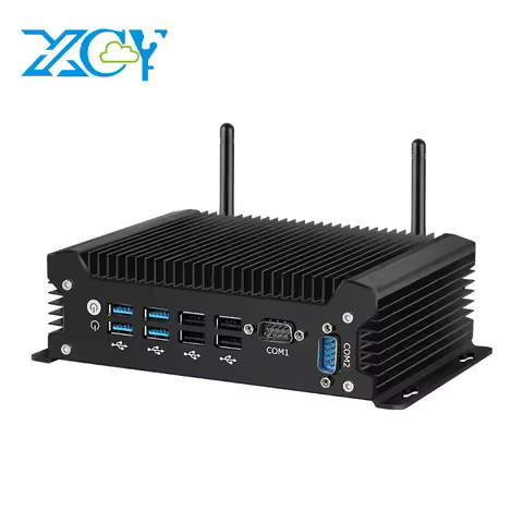 XCY X58 Fanless IPC Mini PC Intel Core 4th-13th CPU i3 i5 i7 2xDB9 RS232 2xLAN 8xUSB HDMI VGA WiFi 4