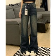 COD Lovito Casual Plain Zipper Jeans for Women LNA34035 (Multi-color) Lovito Jeans Zipper Casual Pol