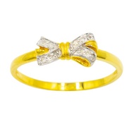 Happy Jewelry แหวนโบว์สีทอง แหวนเพชรแท้ ทองแท้ แหวนผู้หญิง ทองแท้ 9k 37.5% SI308