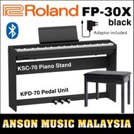 Roland FP-30X Digital Piano w/Piano Stand & 3-Pedal Unit, Black
