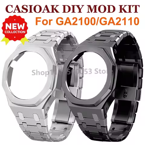 Mod Kit For Casioak GA2100 GA2110 Metal Bezel Frame & Stainless Steel Band for G-Shock GA2100 Upgrad
