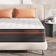 Sweetnight Queen Size Mattress, 14 Inch Plush Pillow Top Hybrid Mattress, Cooling-Gel Memory Foam Queen Mattress with Individual Pocket Innerspring for Motion Isolation &amp; Balance Support