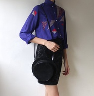 FOAK古著 Charles Jourdan黑色麂皮帽子包