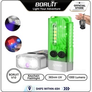 BORUiT V10 LED Keychain EDC Flashlight 1000LM 365nm UV Type-C Rechargeable Fluorescence Torch Work L