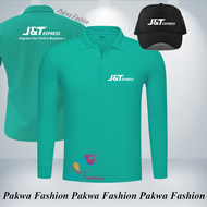 Bonus Topi Poloshirt Panjang JNT Express Premium Kaos Distro Pria Wanita Polo Kerah Seragam Keren Ce