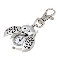 New Mini Fob Woman's Watches Top Quality Metal Key Ring Owl Double Open Watch For Women Clock Silver Quartz Watch Reloj