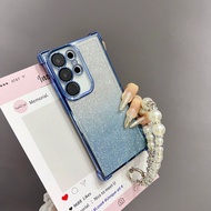 1 ชิ้น ฟิล์มกันรอยชุบเคลือบโลหะลายออกแบบมุมสี่มุม + เคสโทรศัพท์พร้อมช่องใส่บัตรและสายคล้องประดับเพชร