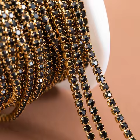 1Meter Stainless Steel Gold Plated Cubic Zircon Chains for DIY Jewelry Making Necklaces Bracelets Ac