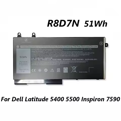 R8D7N 11.4V 51Wh Laptop Battery For Dell Latitude 5400 5410 5500 5510 For Inspiron 7590 7591 7791 2-