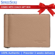 Coach Men Men Wallet In Gift Box Slim Money Clip Billfold Wallet Black Antique Nickel Taupe # CH090