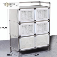 HY/🆗Famous Stainless Steel Stove Alloyed Aluminium Cabinet Cabinet Storage Cabinet Sideboard Cabinet Cupboard Cupboard T