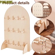 PIXELHIVE​ Earring Display Rack, Wooden 3 Layers Jewelry Storage Rack, Durable Hook Style Arch Detac