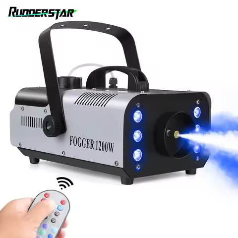 Lighting Smoke Machine Haze 1200W Smoke Machine RGB 6LEDs Lighting Fog Machine Remote Control Stage 