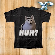 ✅Stok COD 24H Viral Huh? Confused Meme Cat Black Oversized T-shirt Baju Kasual Unisex