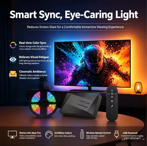 New Smart Ambient TV LED Backlight 4K HDMI Sync Box to tv stick Screen Real-Time Sync LED Light Stri