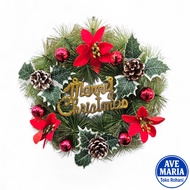 Christmas Wreath Pine Flower 30cm Cherry Leaf P34/19