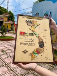 Tranh gỗ bản đồ 34 tỉnh thành Việt Nam size to 40×60cm - Bảng gỗ treo tường 34 tỉnh thành đơn vị hàn