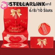 STELLARLINX 3D Birthday Cake Card, 6/8/10 Slots Best Wishes Red Envelope Card, Blessing Bag Chinese 