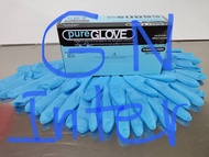 Latex Powder Free Blue Color ถุงมือยาง ถุงมือแพทย์ ถุงมือทำงาน ถุงมือทำอาหาร ไร้แป้ง สีฟ้า Pure glove ของแท้ 100% (กล่องละ 100 ชิ้น)