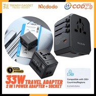 Mcdodo Global Travel Adapter 33W PD USB-C Type 3 Ports AC Plug 33W Travel Power Adapter for Phone La