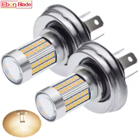 Pair Warm White 4300K R2 P45t 6V 12V 24V Motorbike Headlight 3030 66SMD Car Head LED Bulb Moped Scoo