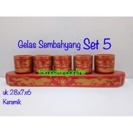 HOT Prayer Glasses Set of 5 Dragons New Ceramic 805