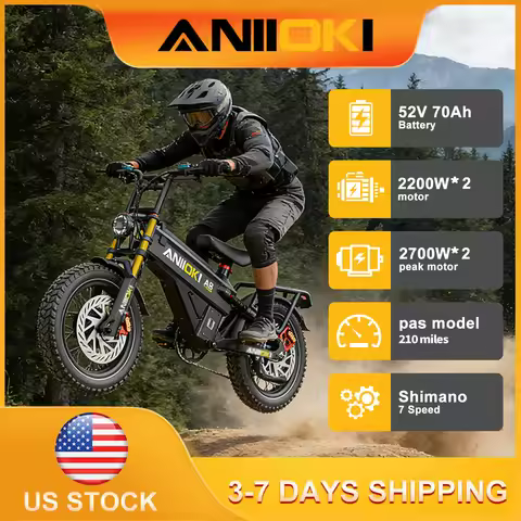 Electric Bicycle 2700W Dual Peak Motor 52V 70Ah Battery 47mph A8 Pro Max AWD E Bike Fat Tires 20"*4"