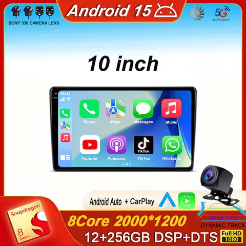 10" DTS 2000x1200 QLED Screen All In One Universal Auto Stereo GPS For Volkswagen Android 15 Nissan 