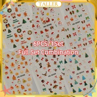 ✧Read Stock 6pcs/1set Nail Art Christmas Nail Sticker Happy Christmas Element Ribbon   5d Embossed D