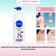 Dưỡng Thể Nivea 8 Super Food Extra Bright Night Nourish Dưỡng Ẩm Sáng Da Ban Đêm Chai 350ml
