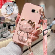 Casing Samsung J7 J6 Prime j4+ J4 Plus j7 pro 2017 case Cartoon Hello Kitty Makeup Mirror Holder Bracket Phone Case With Crossbody Strap Lanyard Rope Protection Cover