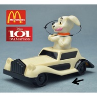Fast Food Toy-DISNEY 101 DALMATIANS PUPPY SPINNING ON WHITE ROLLS ROYCE PULL BACK CAR McDonals 1996 