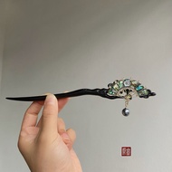 WHX-Hairpin {Luodian Fan} New Chinese Hairpin Chinese Style Hairpin Non-Luodian Abalone Shell Fan Ha