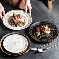 Flat ceramic plate ceramic plate vintage white ceramic plate restaurant plate rice plate snack plate