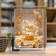 ✨Easy to Change Pictures Money Fortune into BMW to Success Crystal Glass Photo Frame Golden Crystal 