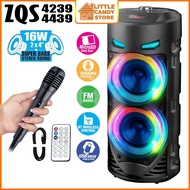 Dual 4" 16W Bluetooth Speaker KTV Super Bass Karaoke Trolley Wireless Microphone Speaker w LED Light