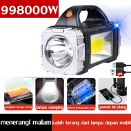 0 tagihan listrik Pengisian tenaga surya👍 Senter LED Super Terang 500Watt Senter Camping Jumbo Mult