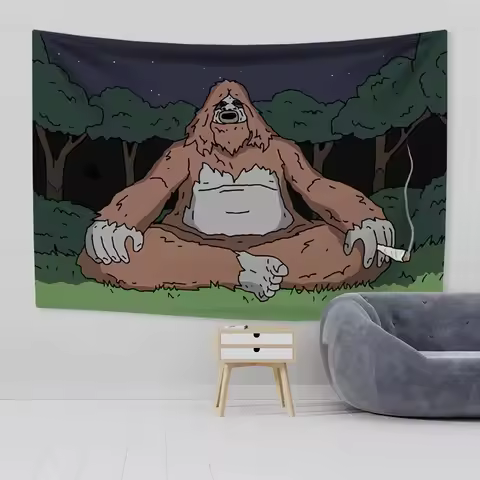 The Big Lez Show Meme Flag Tapestry - Grumpy Bigfoot Banner, Cool Wall Decor & Backdrop for Dorm Par
