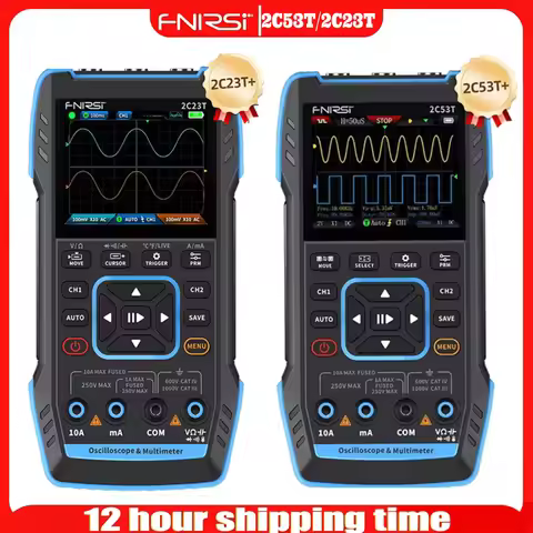 FNIRSI 2C23T 2C53T Upgrade 50MHz Handheld Digital Oscilloscope Multimeter Signal Generator 3 in 1 Du
