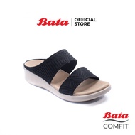 Bata Comfit บาจา คอมฟิต รองเท้าแตะผู้หญิง รองเท้าเพื่อสุขภาพ รองเท้าแตะแฟชั่น เสริมสุขภาพ สูง 1 นิ้ว สำหรับผู้หญิง รุ่น Zeta สีดำ 6696969