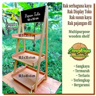 Sangkayu Multipurpose Shelf 3 Tier Wooden Shop Shelf Display Shelf Multipurpose Shelf