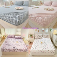 Bed Sheet Set 3 Cotton ElasticPiece 1m6x2m 1m8x2m 2m2 - Chunky Mattress Cover Soft, Cool, Sweat Abso