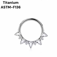 F136 Titanium Cubic Zirconia Septum/Daith Piercing Jewellery 16G, 8mm-1 Piece