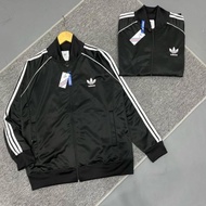 Jaket Tracktop Adidas 3FOIL ADICOLOR Reglan Ful Hitam Strip Putih