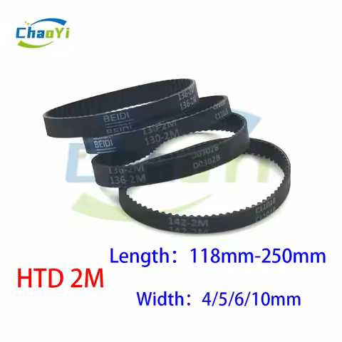 HTD 2M Rubber Timing Belt Width 4/5/6/10mm Length 118mm-250mm Vacuum cleaner Drive Belt 2M 120 126 1