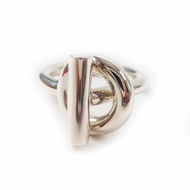 Unused HERMES Echappee ring (2024) in AG925 silver, size 14, with box, weighs 10.1g.