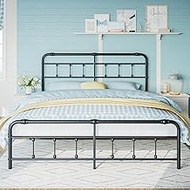 Yalemoll King-Size-Bed-Frame and-Headboard - 15 Inch High Metal Platform,No Box Spring Needed,Easy Assembly(Black)